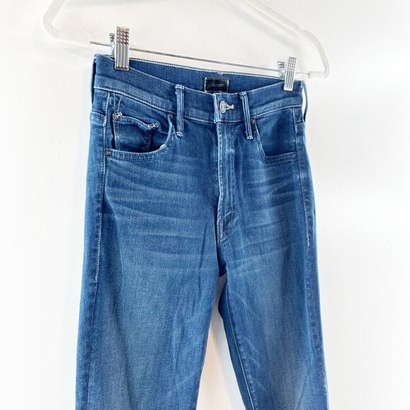 Mother The Insider Crop Step Fray High Rise Jeans Good For You Blue 26 - Picture 9 of 13